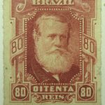 emperor dom pedro ii performaton rouletted brazil 80r oitenta reis lake 1878 old stamp