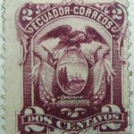 1881 1887 coat of arms ecuador 2 correos dos centavos purple red stamp