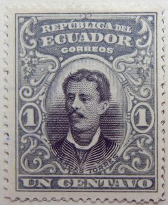 1899 june republica del ecuador 1 un centavo correos luis vargas torres bluish gray black stamp