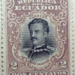 1899 june republica del ecuador 2 dos centavos correos abdon calderon brownish lilac black stamp