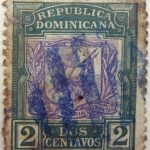1901 coat of arms republica dominicana 2 dos centavos patria libertad green purple color stamp