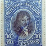 1901 republica del ecuador 10 diez centavos correos joe mejia de lequerica dark blue stamp