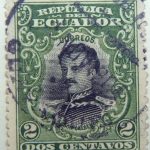 1901 republica del ecuador 2 dos centavos correos abdon calderon green black stamp