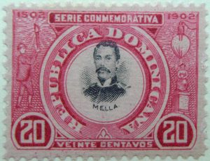 1902 the 400th anniversary of the founding of santo domingo city 1502 serie conmemorativa republica dominicana mella veinte centavos 20 carmine black stamp