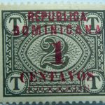 1904 postage due stamps overprinted republica dominicana centavos correos red overprinted stamp brownish olive color