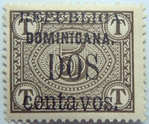1906 postage due stamps overprinted republica dominicana. dos centavos 2 5 browish olive color