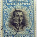 1907 presidents republica del ecuador correos 2 dos centavos diego noboa 1789 1879 light blue black stamp