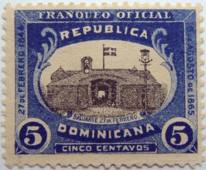 dominican republic official stamp 1909 1912 bastion 5 cinco centavos franqueo oficial blue black