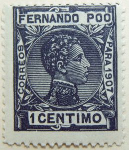 fernando poo bioko island 1 centimo black old stamp para 1907 correos